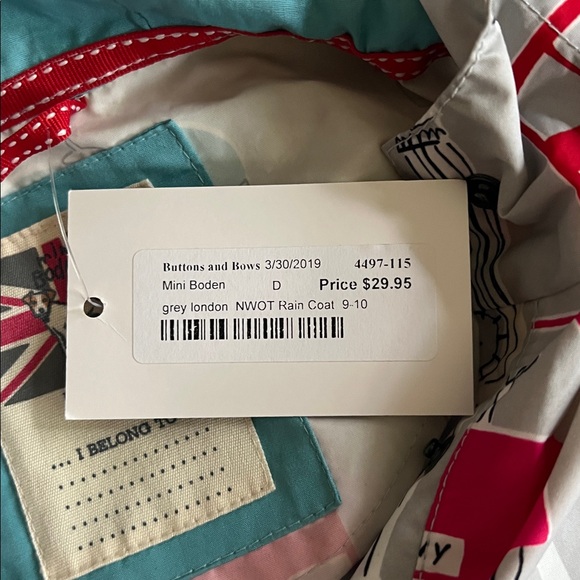 Mini Boden London themed size 9-10 Colorful Kids Rain Poncho - Picture 4 of 9